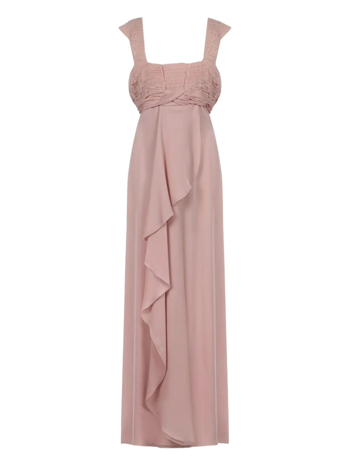 Valentino Garavani Embroidered Frill Maxi Dress — Red/ Pink — Size XS — Front View