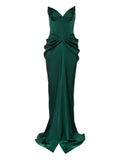 Ana Radu Corset Draped Maxi Dress — Red/ Green — Size XS — Front View