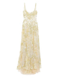 Saiid Kobeisy Embroidered Long Dress — Red/ Yellow — Size XS — Front View