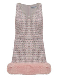 Self Portrait Embellished Fur Trimmed Dress — Pink — Size S — Front View