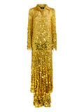 Etro Sequin Embellished Silk Dress — Yellow/ Gold — Size XS — Front View