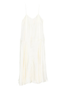 St Agni Silk Twill Slip Dress — White/ Red — Size XS — Front View