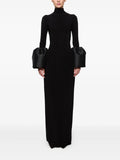 Atu Body Couture Mock Neck Bell Sleeve Midi Dress — Black — Size XS — Front View