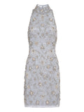 Jenny Packham Starry Night Embellished Mini Dress — Blue — Size S — Front View