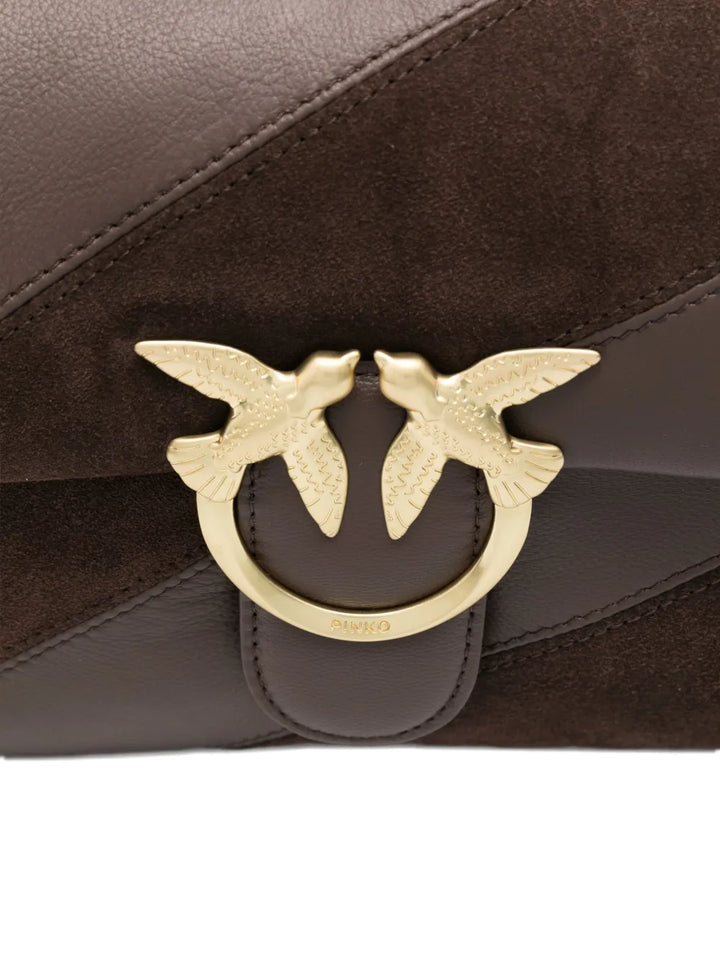 Pinko Love Leather Suede Diagonal Stripe Shoulder Bag — Same as shown — Size One Size — Top View