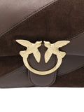 Pinko Love Leather Suede Diagonal Stripe Shoulder Bag — Same as shown — Size One Size — Top View
