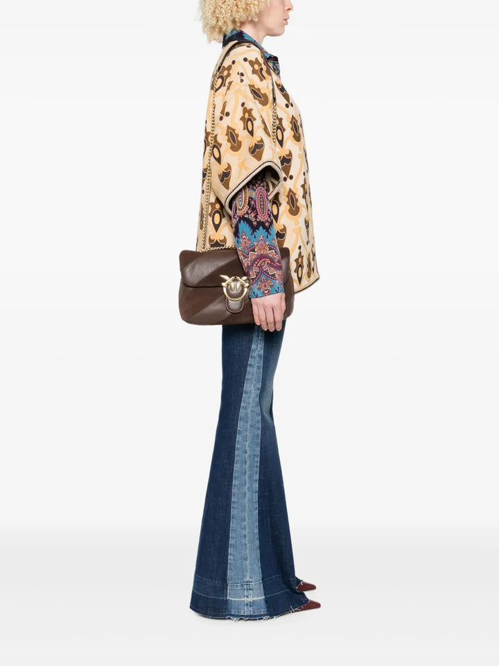 Pinko Love Leather Suede Diagonal Stripe Shoulder Bag — Same as shown — Size One Size — Side View