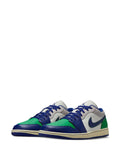 Air Jordan 1 Low Rare Air Sneakers — Blue/White/Green — Size US M 10.5 - US W 12 — Side View