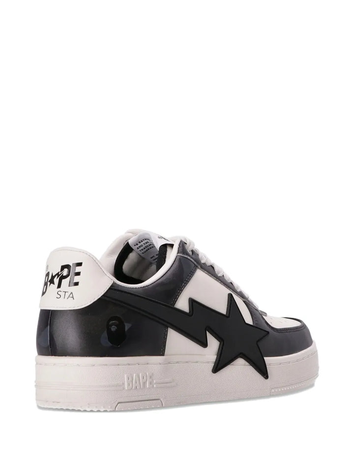A Bathing Ape?Sta Logo-Patch Sneakers — Black — Size US M 3.5 - US W 5 — Detail View
