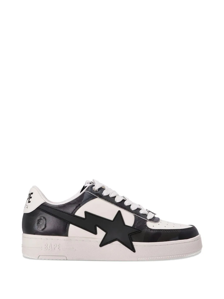 A Bathing Ape?Sta Logo-Patch Sneakers — Black — Size US M 3.5 - US W 5 — Back View