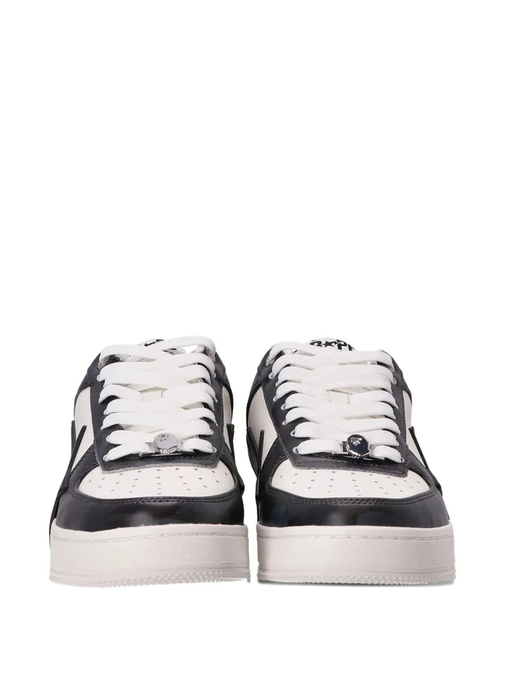 A Bathing Ape?Sta Logo-Patch Sneakers — Black — Size US M 3.5 - US W 5 — Top View