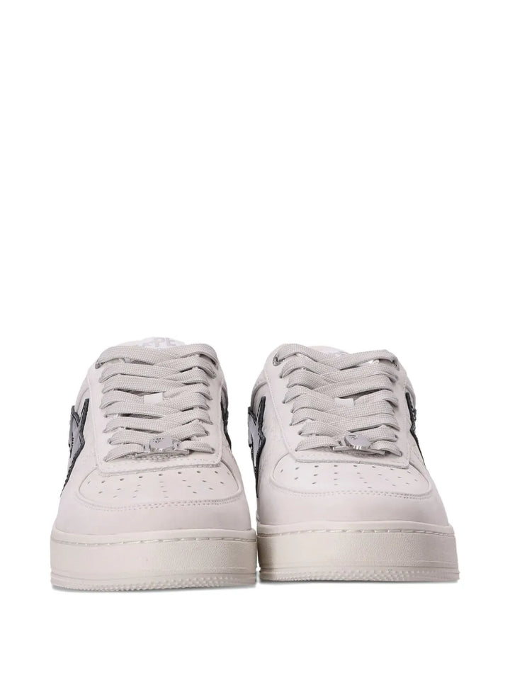 A Bathing Ape?Sta Logo-Patch Sneakers — White — Size US M 3.5 - US W 5 — Top View