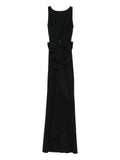 Chiara Boni La Petite Robe Bow Detail Draped Maxi Dress — Black — Size XS — Front View