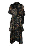 Sacai Paisley Print Layered Midi Dress — Black/ Red — Size XS — Front View