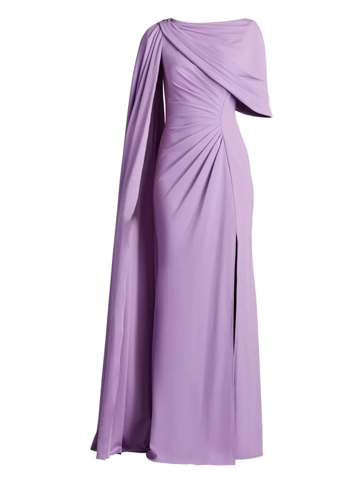 Tadashi Shoji Draped Cape Dress — Red/ Purple — Size XS — Front View