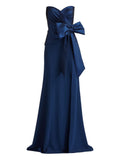 Tadashi Shoji Kinah Strapless Maxi Dress — Blue/ Navy — Size S — Front View