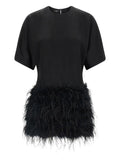 Pinko Feather Trimmed Dress — Black/ Pink — Size XS — Front View