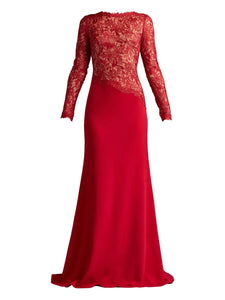 Tadashi Shoji Lace Insert Dress — Red — Size XS — Front View