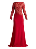 Tadashi Shoji Lace Insert Dress — Red — Size XS — Front View
