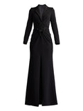 Tadashi Shoji Flower Embellished V Neck Gown — Black — Size XS — Front View