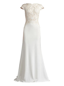 Tadashi Shoji Isadora Embroidered Dress — White/ Red — Size S — Front View