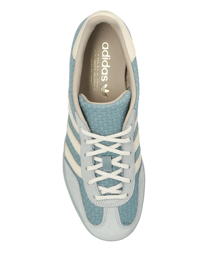 adidas Gazelle Indoor Three-Stripe Sneakers — Light Blue — Size US M 6 - US W 7.5 — Back View