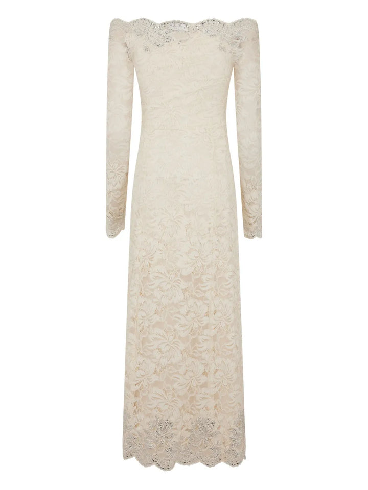Rabanne Off Shoulder Lace Midi Dress — White — Size XS — Front View