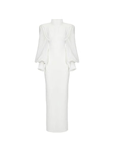 Vestiaire Dun Oiseau Libre Pearl High Neck Maxi Dress — White — Size XS — Front View