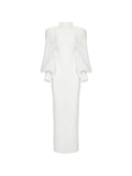 Vestiaire Dun Oiseau Libre Pearl High Neck Maxi Dress — White — Size XS — Front View