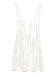 Staud Le Sable Sequin Embellished Mini Dress — White — Size XS — Front View
