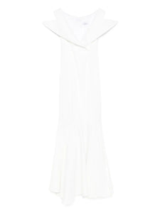 Vestiaire Dun Oiseau Libre Off The Shoulder Dress — White/ Red — Size XS — Front View