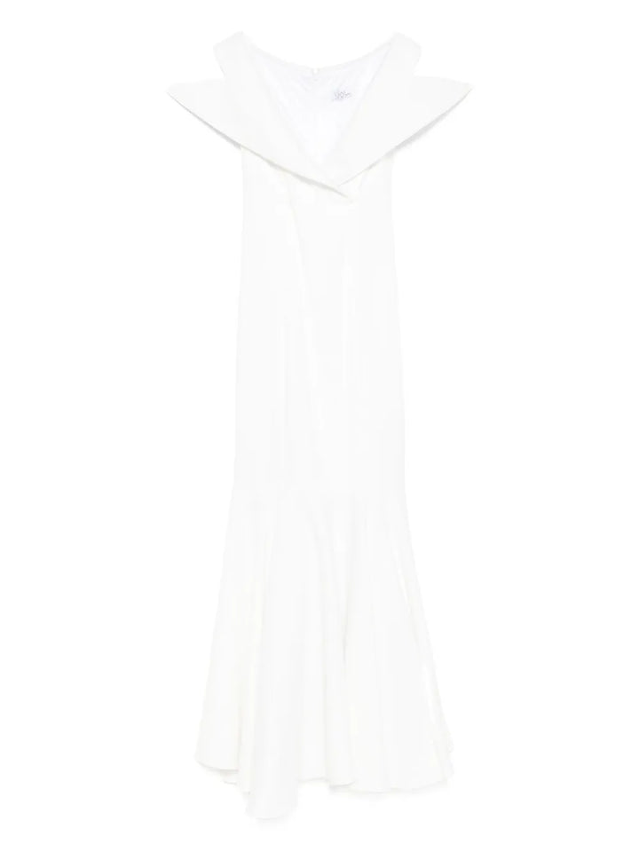 Vestiaire Dun Oiseau Libre Off The Shoulder Dress — White/ Red — Size XS — Front View