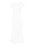 Vestiaire Dun Oiseau Libre Off The Shoulder Dress — White/ Red — Size XS — Front View