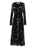 Nanushka Long Sleeved Tie Dye Velvet Dress — Black/ Brown — Size S — Front View