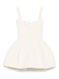 Vestiaire Dun Oiseau Libre Square Neck Flared Mini Dress — White/ Red — Size XS — Front View