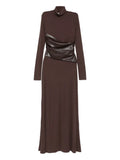 Nanushka Turtleneck Maxi Dress — Dark Brown/ Brown — Size XS — Front View