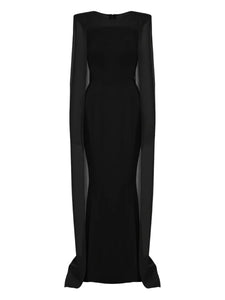Vestiaire Dun Oiseau Libre Cape Maxi Dress — Black — Size XS — Front View