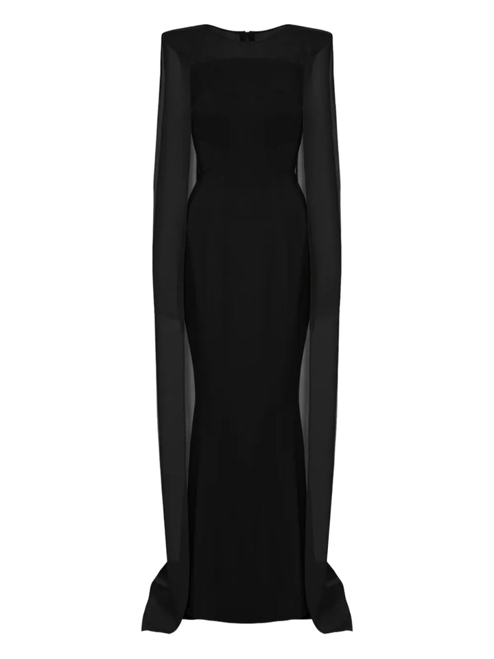 Vestiaire Dun Oiseau Libre Cape Maxi Dress — Black — Size XS — Front View