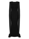 Vestiaire Dun Oiseau Libre Cape Maxi Dress — Black — Size XS — Front View