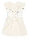 Vestiaire Dun Oiseau Libre Lace Up Corset Mini Dress — White — Size XS — Front View