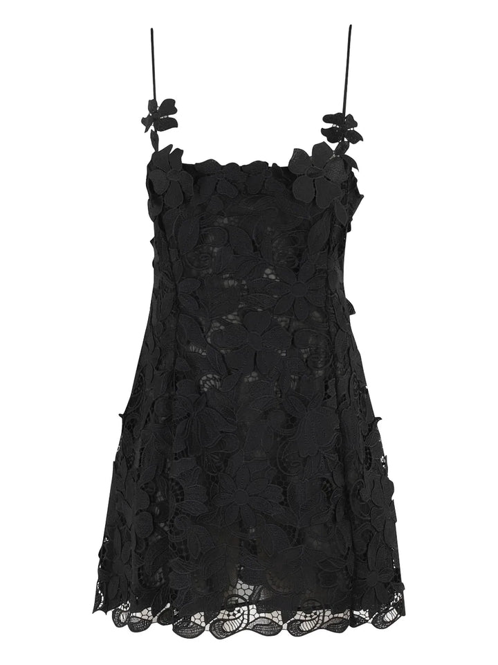 Blumarine Floral Lace Mini Dress — Black — Size M — Front View