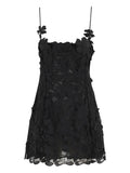 Blumarine Floral Lace Mini Dress — Black — Size M — Front View