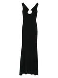 Roserry Flower Embellished Maxi Dress — Black — Size M — Front View