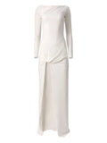 Moos Studio Flow Knot Front Side Slit Maxi Dress — White — Size XS — Front View
