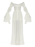 Blumarine Buttoned Silk Chiffon Dress — White/ Red — Size XS — Front View