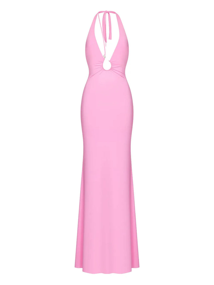 Korobeynikov Ring Detail Maxi Dress — Pink — Size S — Front View