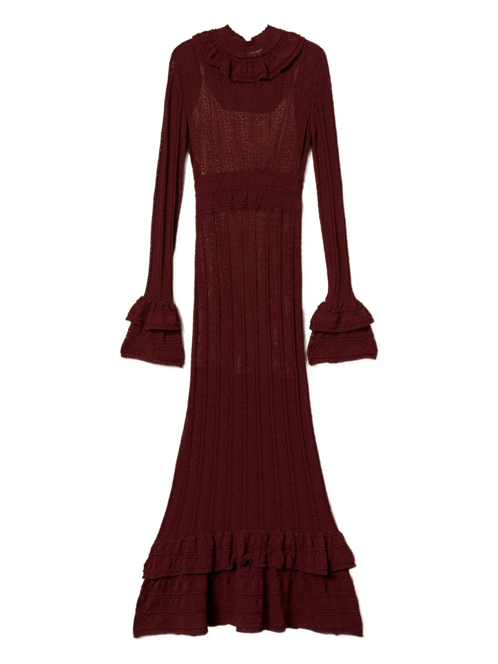 Twinset Ruffled Knit Maxi Dress — Same as shown — Size XS — Front View