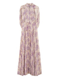 Twinset Pleated Floral Print Dress — Beige — Size XS — Front View