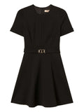 Twinset Oval T Buckle Dress — Black — Size M — Front View