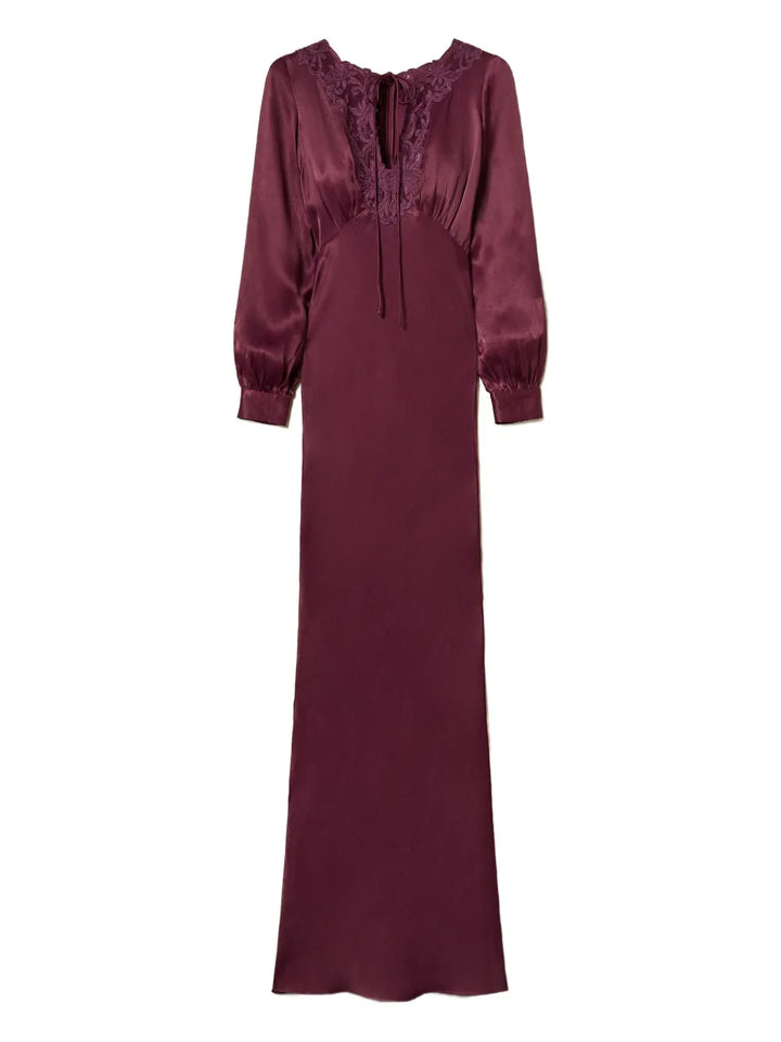 Twinset Lace Insert Satin Dress — Same as shown — Size XS — Front View